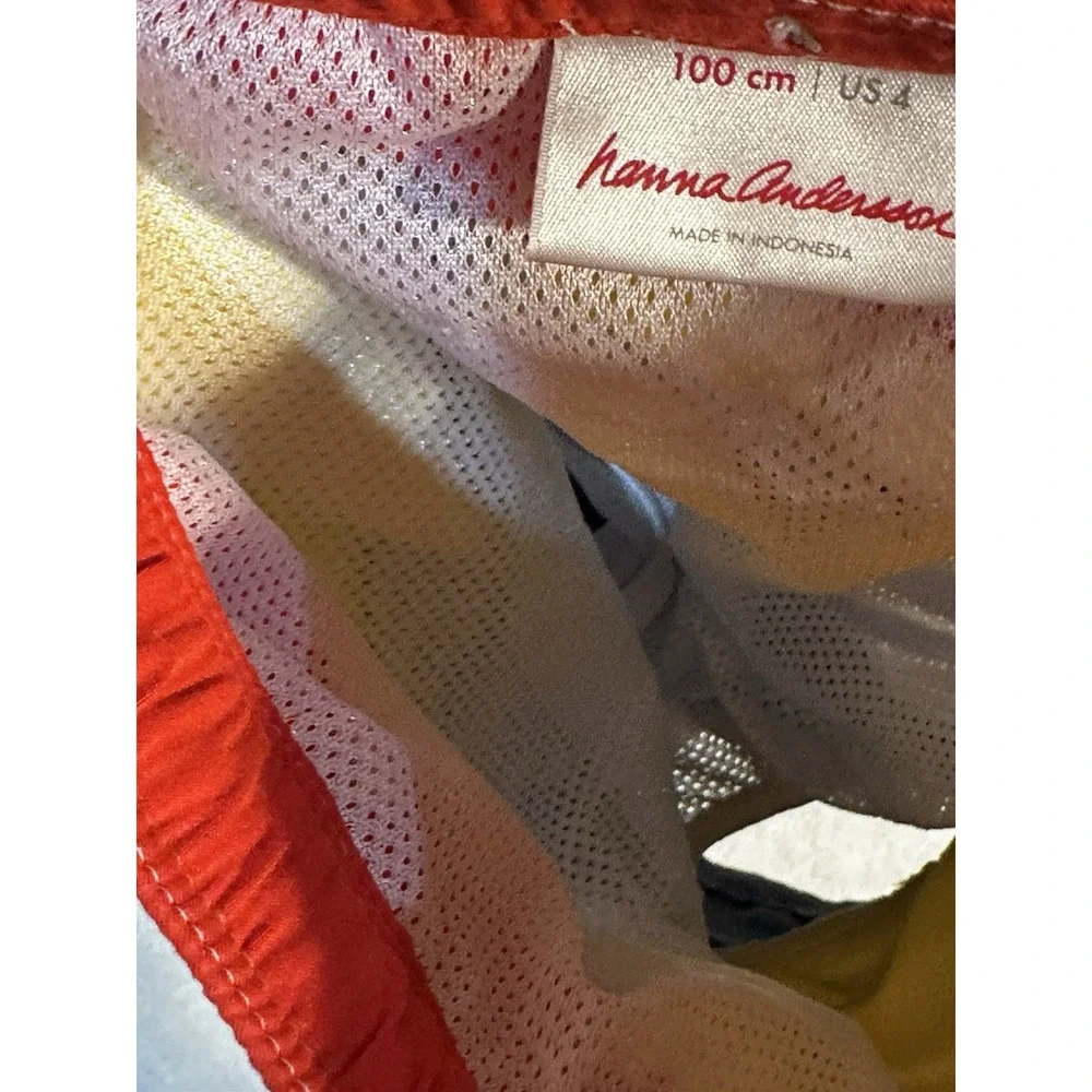 Hanna Andersson Swim Trunks Boys 100 US 4 Rainbow Stripes Mesh‎ Liner Drawstring